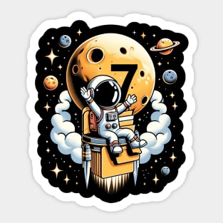 Kids 7 Years Old Birthday Boy Astronaut Gifts Space 7th B-Day Sticker